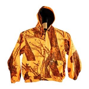 Sports Afield Fleece Lined Full Zip Hunting Jacket Mens Medium Blaze Orange Camo
